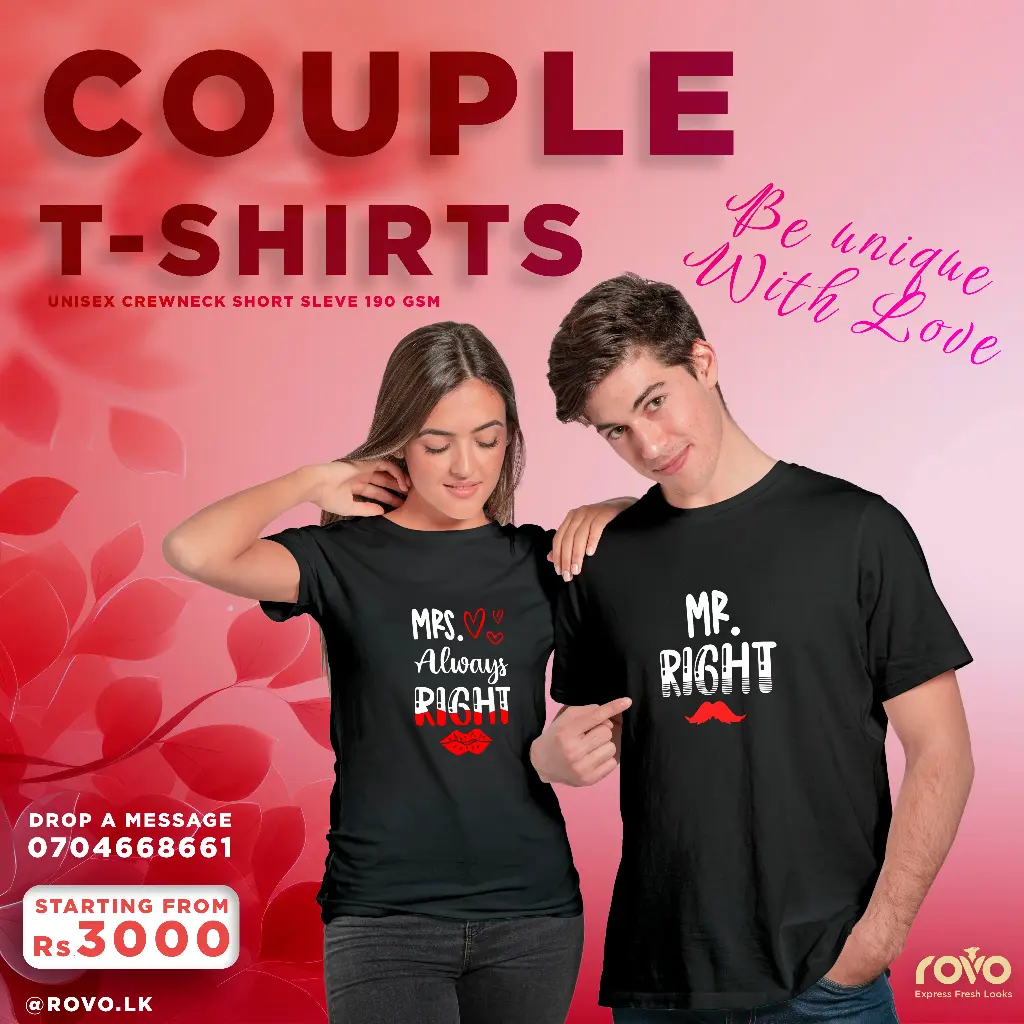 Couple T-Shirt - Mr Right and Mrs Always Right (S, S, Black, Black)