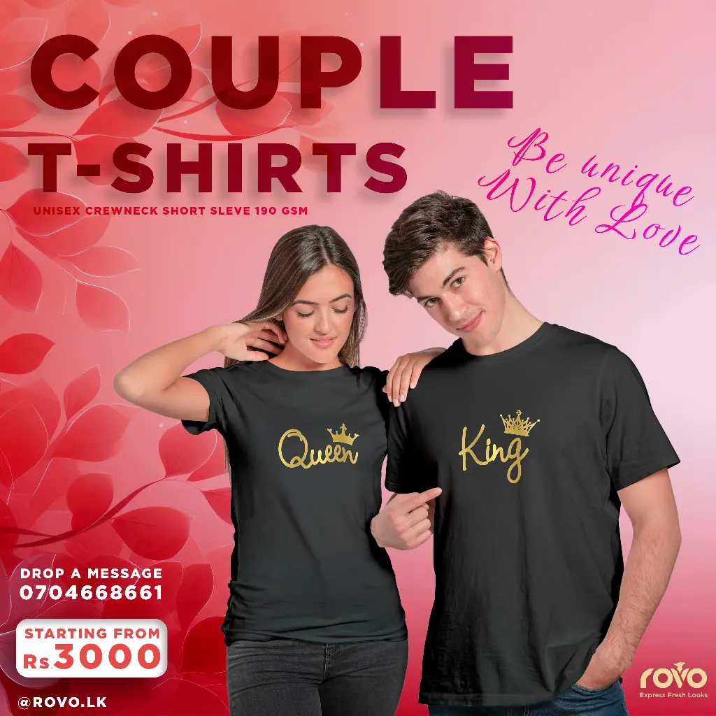 Couple T-Shirt - Queen King (S, S, Black, Black)