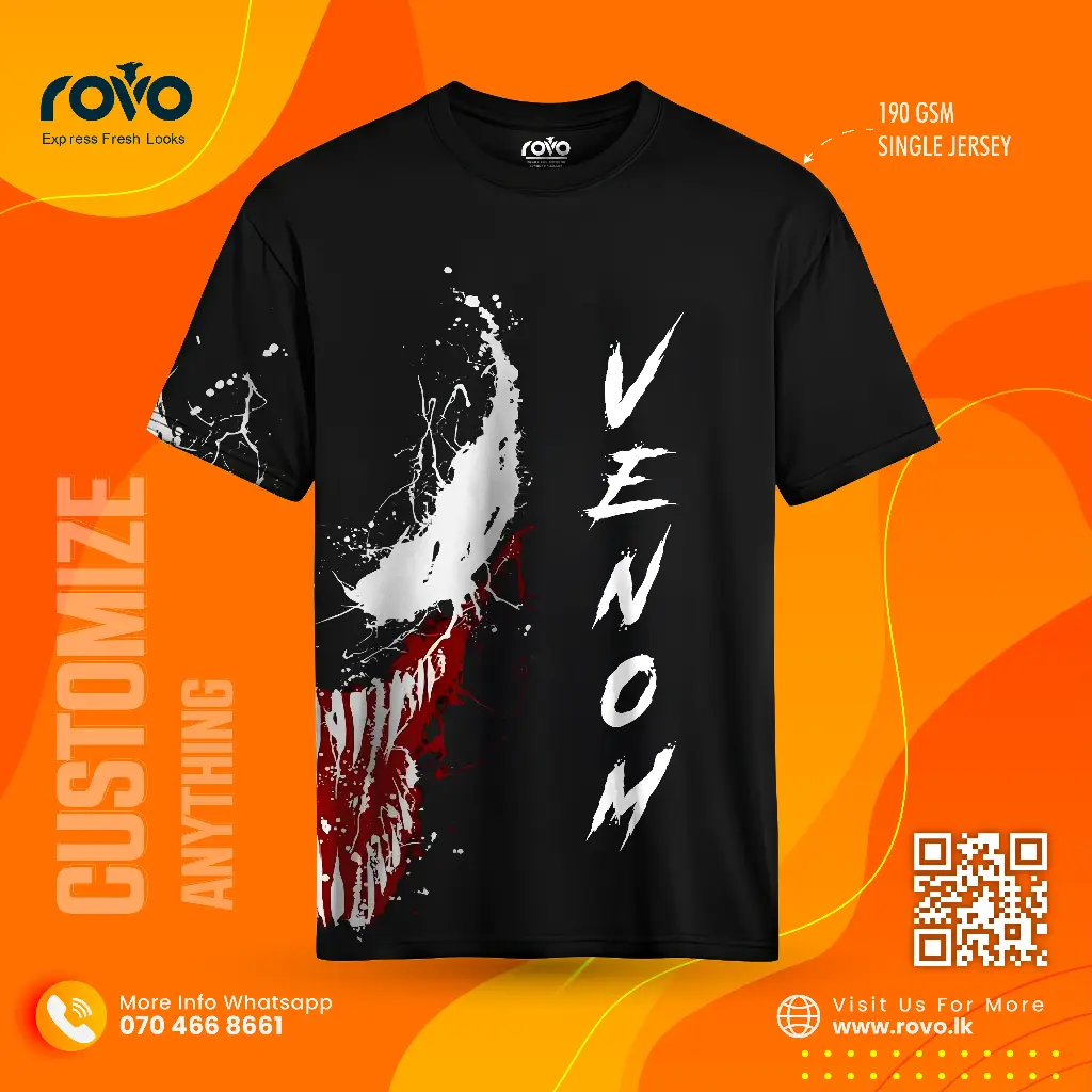 Venom T-Shirt – Premium 190 GSM Marvel Comic Design Tee for Men & Women (S)